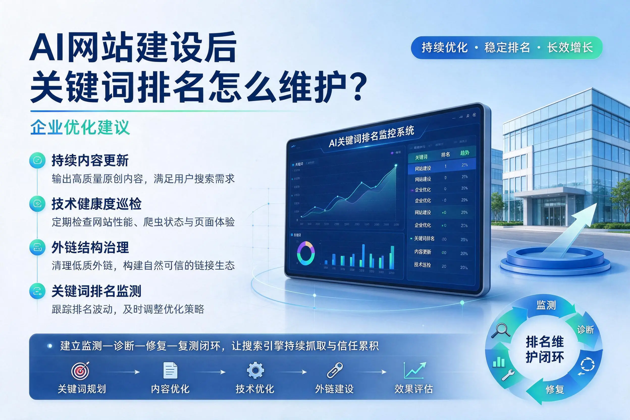 AI网站建设后关键词排名怎么维护?随州企业优化建议