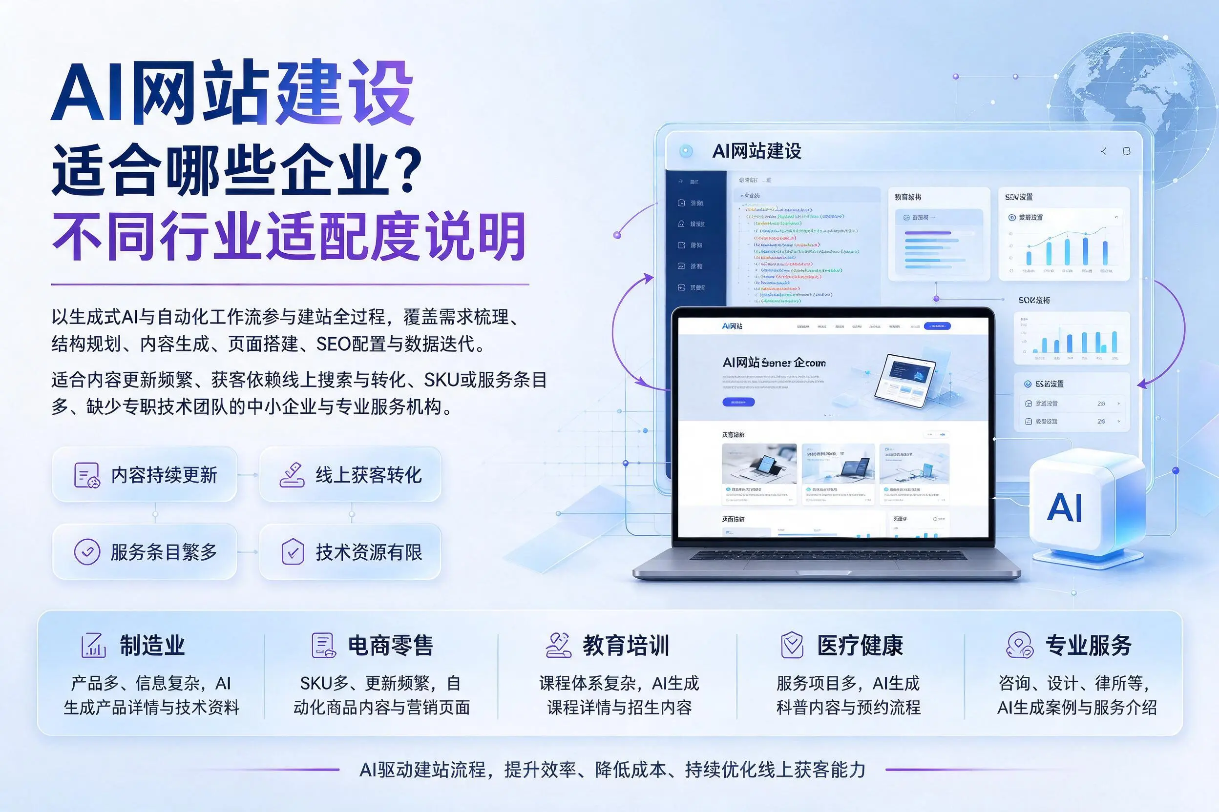 AI网站建设适合哪些企业?随州不同行业适配度说明